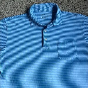 Peter Millar Golf Polo Shirt Medium Blue Stripes